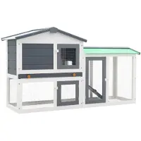 vidaXL Konijnenhok voor buiten groot 145x45x84 cm hout grijs en wit