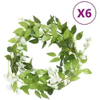vidaXL Bloemenslingers 6 st 200 cm wit