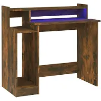 vidaXL Bureau met LED-verlichting 97x45x90 cm hout gerookt eikenkleur