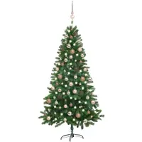 vidaXL Kunstkerstboom met verlichting en kerstballen 150 cm groen
