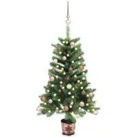 vidaXL Kunstkerstboom met verlichting en kerstballen 65 cm groen