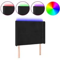 vidaXL Hoofdbord LED 93x16x118/128 cm fluweel zwart