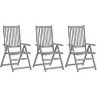 vidaXL Tuinstoelen verstelbaar 3 st massief acaciahout grijs