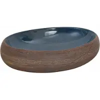 vidaXL Opzetwasbak ovaal 59x40x15 cm keramiek bruin en blauw