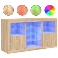 vidaXL Dressoir met LED-verlichting 123x37x67 cm sonoma eikenkleurig