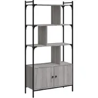 vidaXL Boekenkast met deuren 76,5x30x154,5 cm hout grijs sonoma eiken