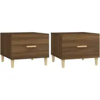 vidaXL Salontafels 2 st 50x50x40 cm bewerkt hout bruin eikenkleur