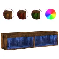 DKD Home Decor Tv-meubels met LED-verlichting 2 st 60x30x30 cm gerookt eiken