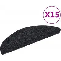 vidaXL Trapmatten Zelfklevend 15 stuks 56x17x3 cm Zwart Halfrond