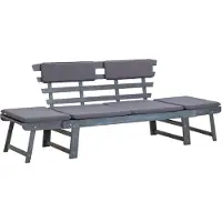 Natur24 Tuinbank met kussens 2-in-1 190 cm massief acaciahout grijs