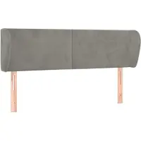 vidaXL Hoofdbord met randen 147x23x78/88 cm fluweel lichtgrijs