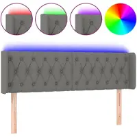 vidaXL Hoofdbord LED 163x16x78/88 cm stof donkergrijs
