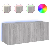 DKD Home Decor Tv-wandmeubel met LED-verlichting 100x35x41 cm grijs sonoma