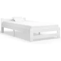 vidaXL Bedframe massief grenenhout wit 100x200 cm