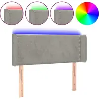 vidaXL Hoofdbord LED 83x16x78/88 cm fluweel lichtgrijs