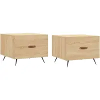 vidaXL Salontafels 2 st 50x50x40 cm bewerkt hout sonoma eikenkleurig