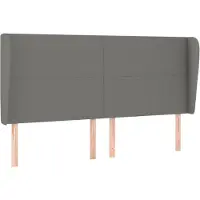vidaXL Hoofdbord met randen 203x23x118/128 cm stof donkergrijs
