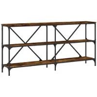 vidaXL Wandtafel 160x30x75 cm bewerkt hout en ijzer gerookt eikenkleur