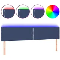 vidaXL Hoofdbord LED 200x5x78/88 cm stof blauw