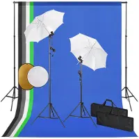 vidaXL Fotostudioset met lampen, paraplu's, achtergrond en reflector