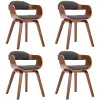 vidaXL Eetkamerstoelen 4 st stof en gebogen hout donkergrijs