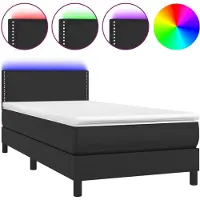 vidaXL Boxspring met matras en LED kunstleer zwart 90x200 cm