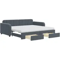 vidaXL Slaapbank onderschuifbed en lades 90x190 cm fluweel donkergrijs