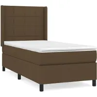 vidaXL Boxspring met matras stof donkerbruin 90x190 cm