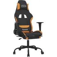 vidaXL Gamingstoel met massagefunctie en voetsteun, zwart en oranje stof