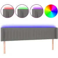 vidaXL Hoofdbord LED 183x16x78/88 cm stof donkergrijs