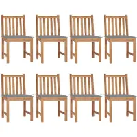 vidaXL Tuinstoelen 8 st met kussens massief teakhout