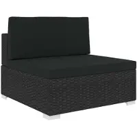 vidaXL Tuinstoel met kussens middensectie poly rattan zwart