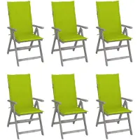 vidaXL Verstelbare stoelen met hoge rugleuning, set van 6, met kussens, gemaakt van massief acaciahout