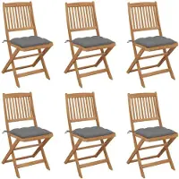 vidaXL Klapstoelen, 6 stuks, met kussens, gemaakt van massief acaciahout
