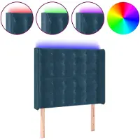 vidaXL Hoofdbord LED 83x16x118/128 cm fluweel donkerblauw