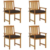 vidaXL Tuinstoelen 4 st met kussens massief acaciahout