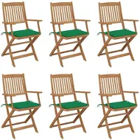 vidaXL Klapstoelen, 6 stuks, met kussens, gemaakt van massief acaciahout