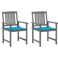 vidaXL Tuinstoelen 2 st met kussens massief acaciahout grijs