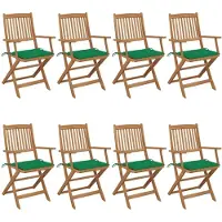 vidaXL Klapstoelen, 8 stuks, met kussens, gemaakt van massief acaciahout