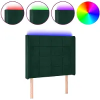 vidaXL Hoofdbord LED 103x16x118/128 cm fluweel donkergroen