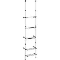 vidaXL Tuinrek met 3 schappen telescopisch aluminium zilverkleurig