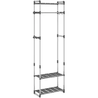 vidaXL Kledingrek 3-laags 59x29x192 cm aluminium zilverkleurig