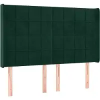 vidaXL Hoofdbord met randen 147x16x118/128 cm fluweel donkergroen