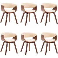 vidaXL Eetkamerstoelen 6 st gebogen hout en kunstleer crème