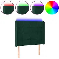 vidaXL Hoofdbord LED 83x16x118/128 cm fluweel donkergroen