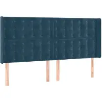 vidaXL Hoofdbord met randen 163x16x118/128 cm fluweel donkerblauw