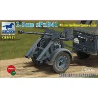 Bronco Models Modelbouwpakket Militaire voertuigen - 35141 2,8cm sPzB41 on larger Steel-wheeled carriage trailer Plastic - 1:35 - Modelbouw