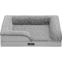 Feandrea orthopedisch hondenbed voor kleine honden, waterdichte hondensofa met afneembare pluche hoes, 71 x 58 x 16 cm, duifgrijs PGW251G01