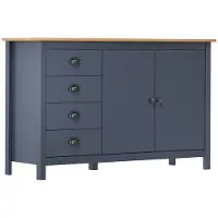 vidaXL Dressoir Hill 130x40x80 cm massief grenenhout grijs