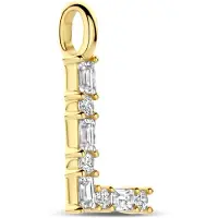 New Bling - 9NB-1456-L - zilveren ketting met letter L - zirkonia steentjes - 925 sterling silver - gold plated
